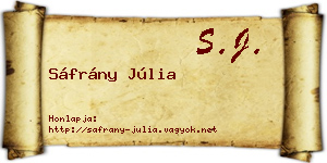 Sáfrány Júlia névjegykártya